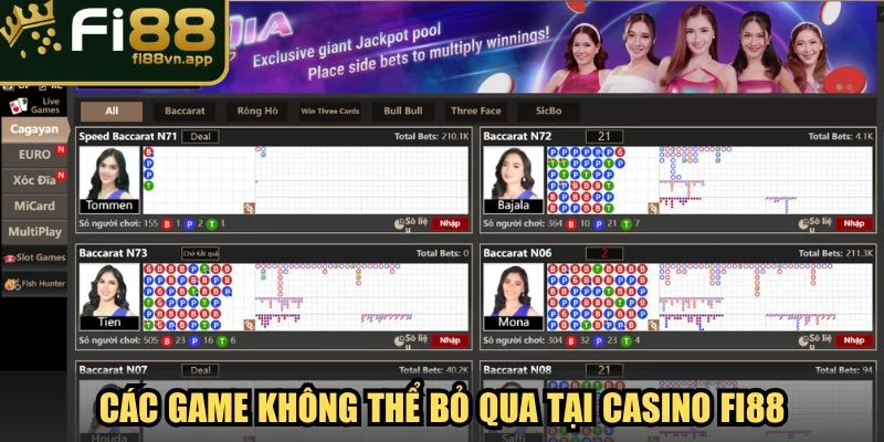 Các game đỉnh cao không thể bỏ qua tại Casino Fi88