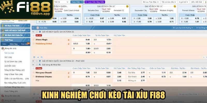 Kinh nghiệm chơi kèo tài xỉu Fi88 hiệu quả